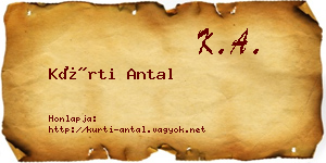 Kürti Antal névjegykártya